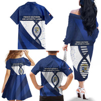 French Southern And Antarctic Lands Is In My DNA Family Matching Off The Shoulder Long Sleeve Dress and Hawaiian Shirt - Wonder Print Shop
