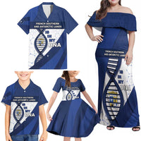 French Southern And Antarctic Lands Is In My DNA Family Matching Off Shoulder Maxi Dress and Hawaiian Shirt - Wonder Print Shop