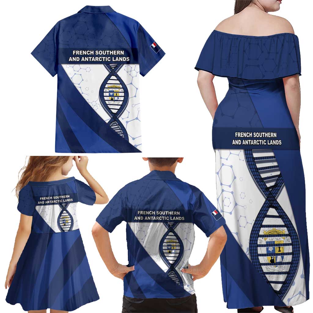 French Southern And Antarctic Lands Is In My DNA Family Matching Off Shoulder Maxi Dress and Hawaiian Shirt - Wonder Print Shop