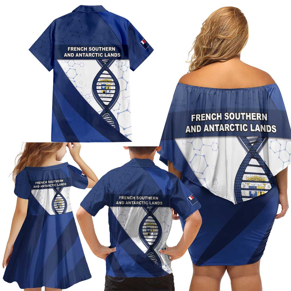 French Southern And Antarctic Lands Is In My DNA Family Matching Off Shoulder Short Dress and Hawaiian Shirt - Wonder Print Shop
