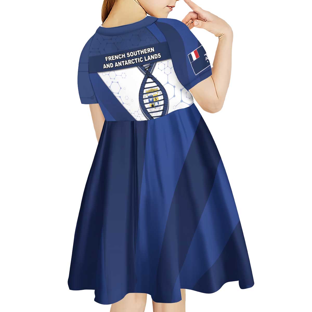 French Southern And Antarctic Lands Is In My DNA Kid Short Sleeve Dress - Wonder Print Shop