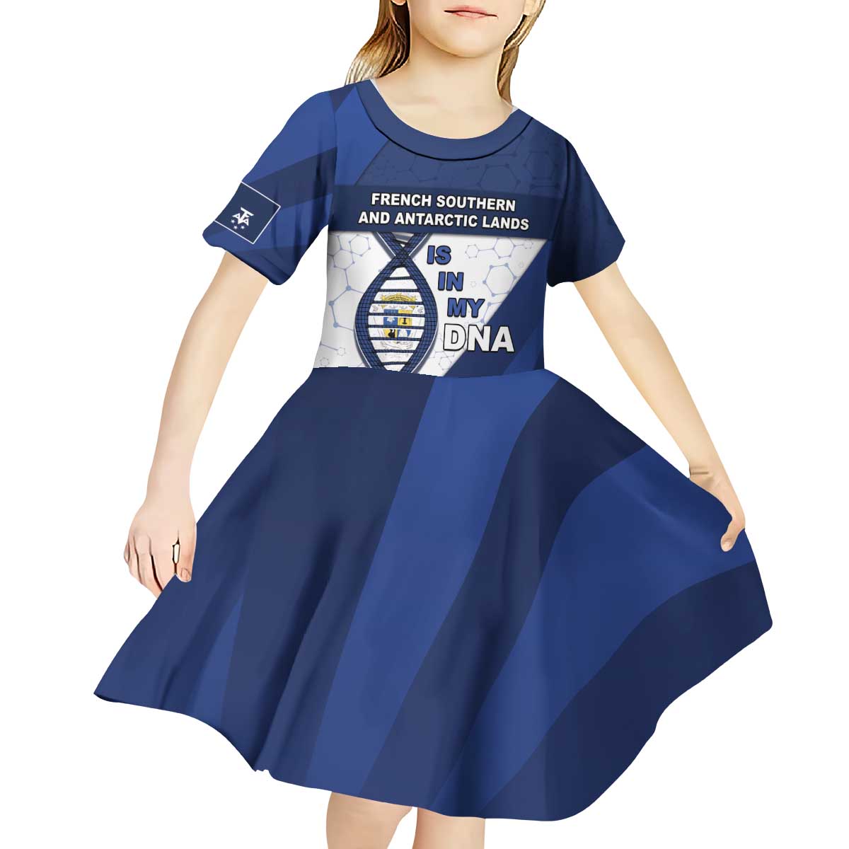 French Southern And Antarctic Lands Is In My DNA Kid Short Sleeve Dress - Wonder Print Shop
