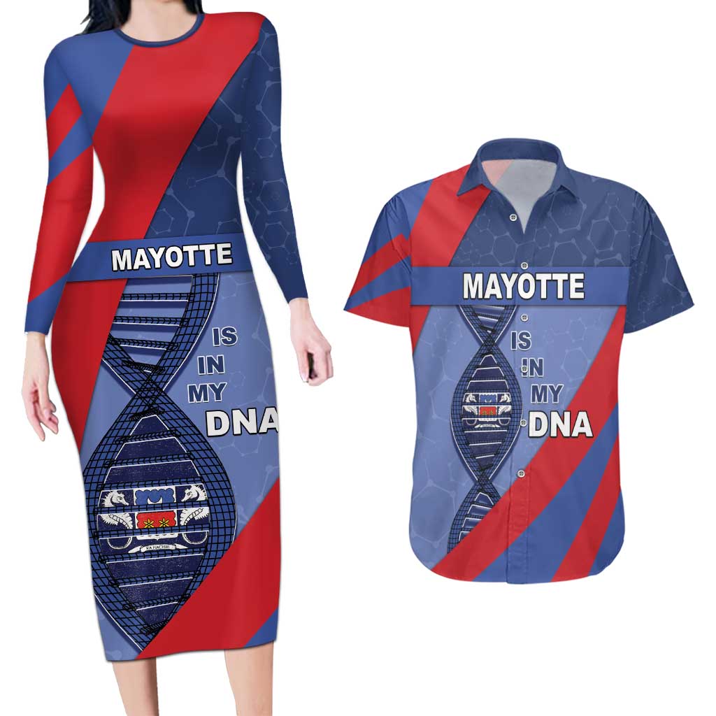 Mayotte Is In My DNA Couples Matching Long Sleeve Bodycon Dress and Hawaiian Shirt - Wonder Print Shop