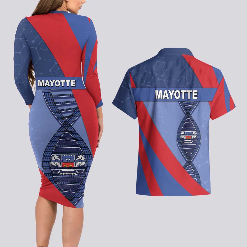 Mayotte Is In My DNA Couples Matching Long Sleeve Bodycon Dress and Hawaiian Shirt - Wonder Print Shop