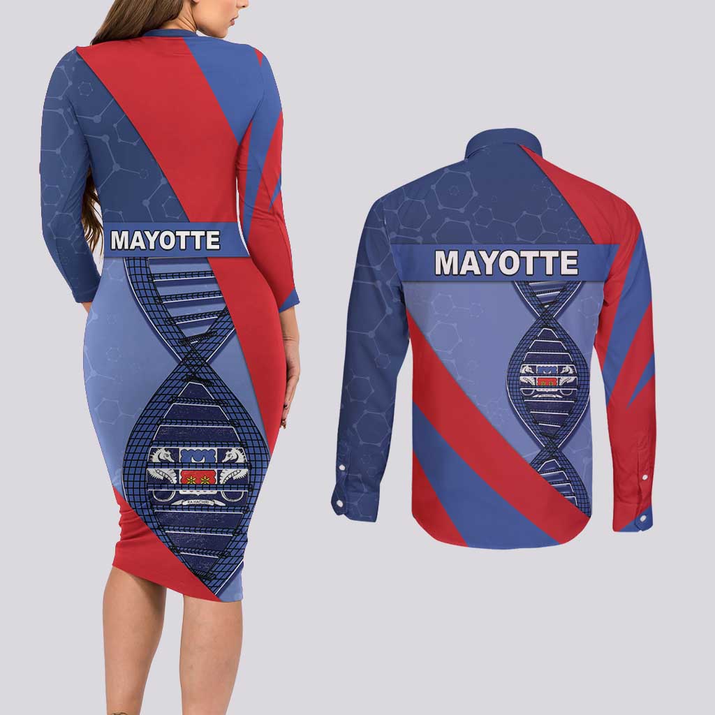 Mayotte Is In My DNA Couples Matching Long Sleeve Bodycon Dress and Long Sleeve Button Shirt - Wonder Print Shop