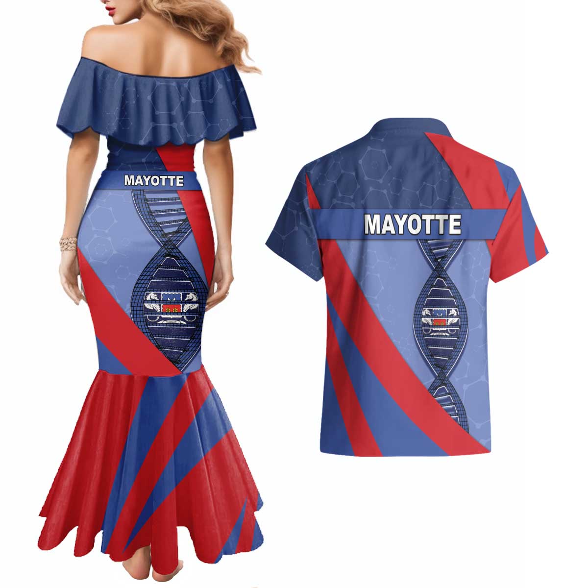 Mayotte Is In My DNA Couples Matching Mermaid Dress and Hawaiian Shirt - Wonder Print Shop