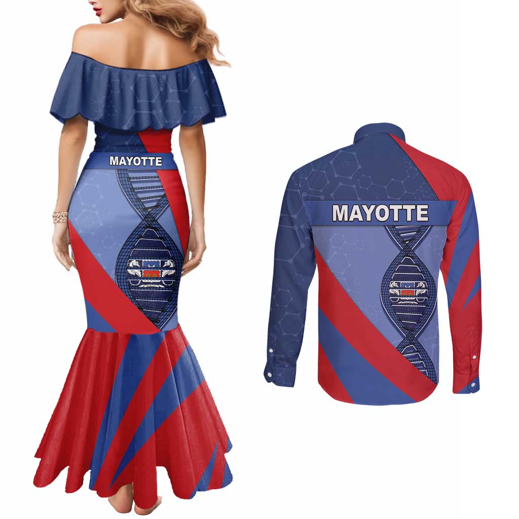 Mayotte Is In My DNA Couples Matching Mermaid Dress and Long Sleeve Button Shirt - Wonder Print Shop