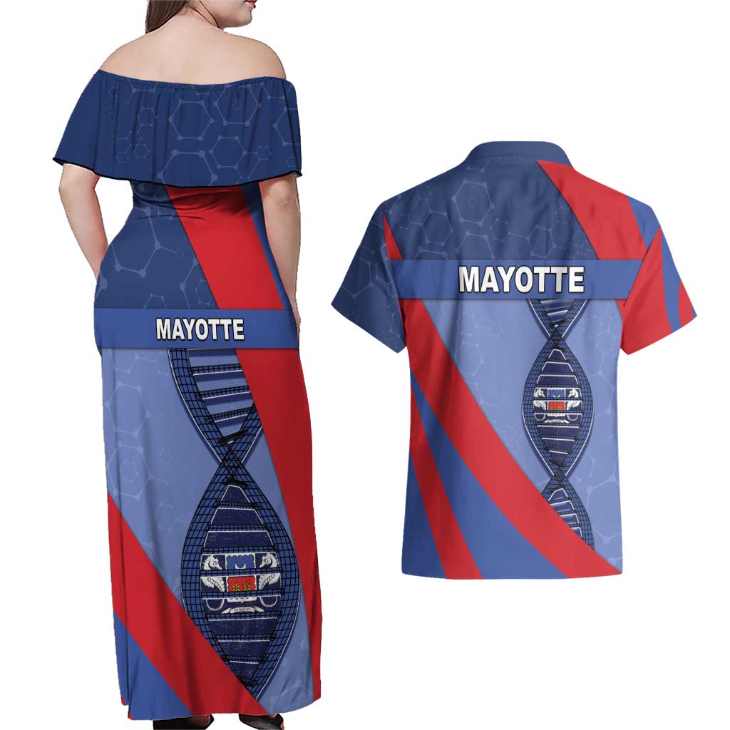 Mayotte Is In My DNA Couples Matching Off Shoulder Maxi Dress and Hawaiian Shirt - Wonder Print Shop