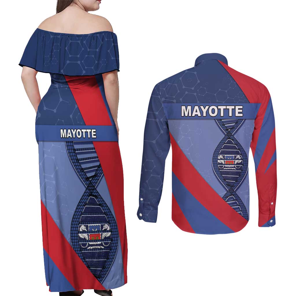 Mayotte Is In My DNA Couples Matching Off Shoulder Maxi Dress and Long Sleeve Button Shirt - Wonder Print Shop