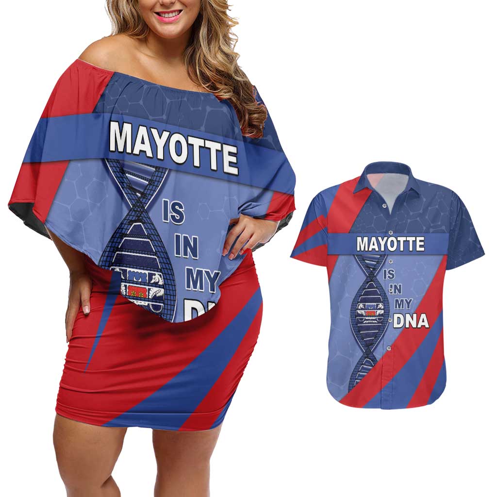 Mayotte Is In My DNA Couples Matching Off Shoulder Short Dress and Hawaiian Shirt - Wonder Print Shop