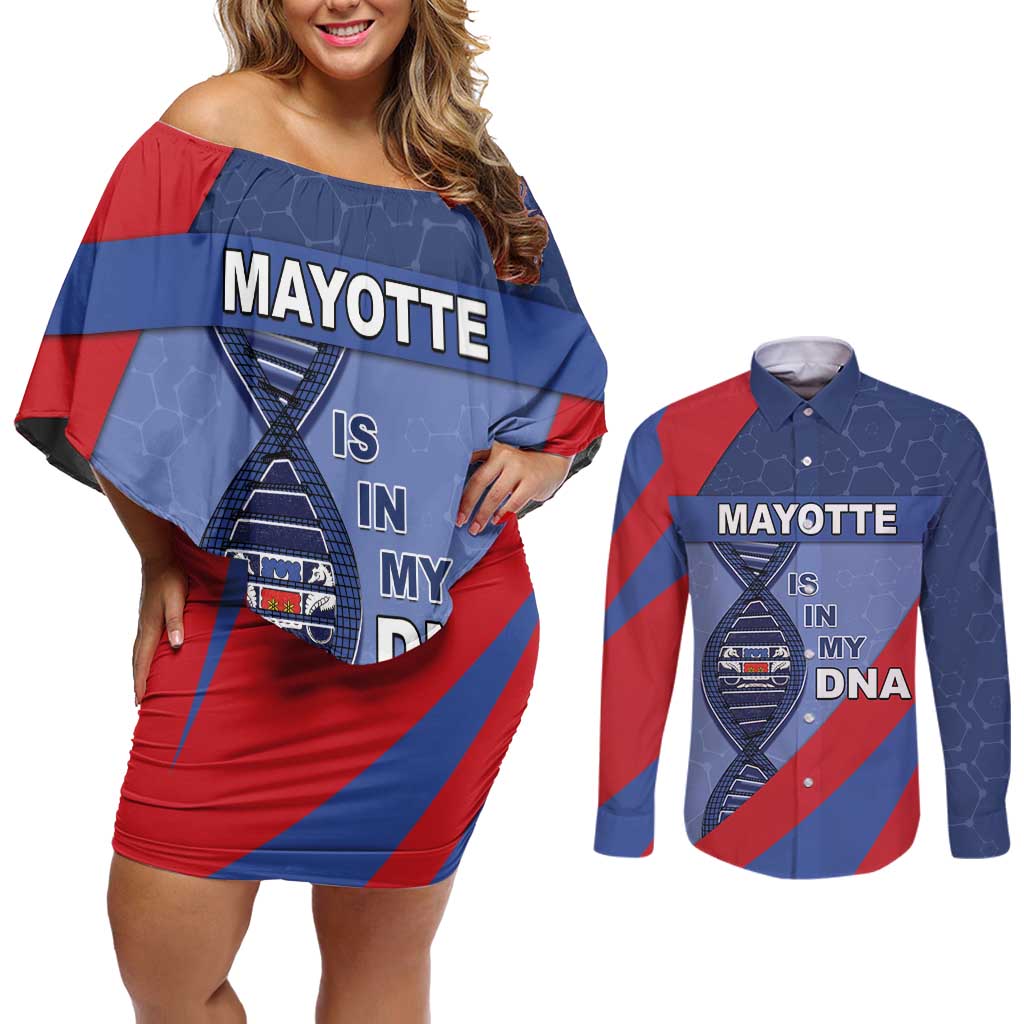 Mayotte Is In My DNA Couples Matching Off Shoulder Short Dress and Long Sleeve Button Shirt - Wonder Print Shop