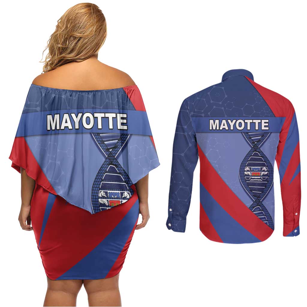 Mayotte Is In My DNA Couples Matching Off Shoulder Short Dress and Long Sleeve Button Shirt - Wonder Print Shop