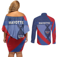 Mayotte Is In My DNA Couples Matching Off Shoulder Short Dress and Long Sleeve Button Shirt - Wonder Print Shop