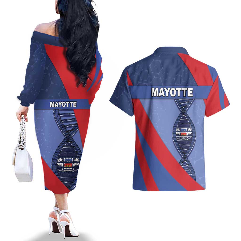 Mayotte Is In My DNA Couples Matching Off The Shoulder Long Sleeve Dress and Hawaiian Shirt - Wonder Print Shop