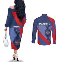 Mayotte Is In My DNA Couples Matching Off The Shoulder Long Sleeve Dress and Long Sleeve Button Shirt - Wonder Print Shop