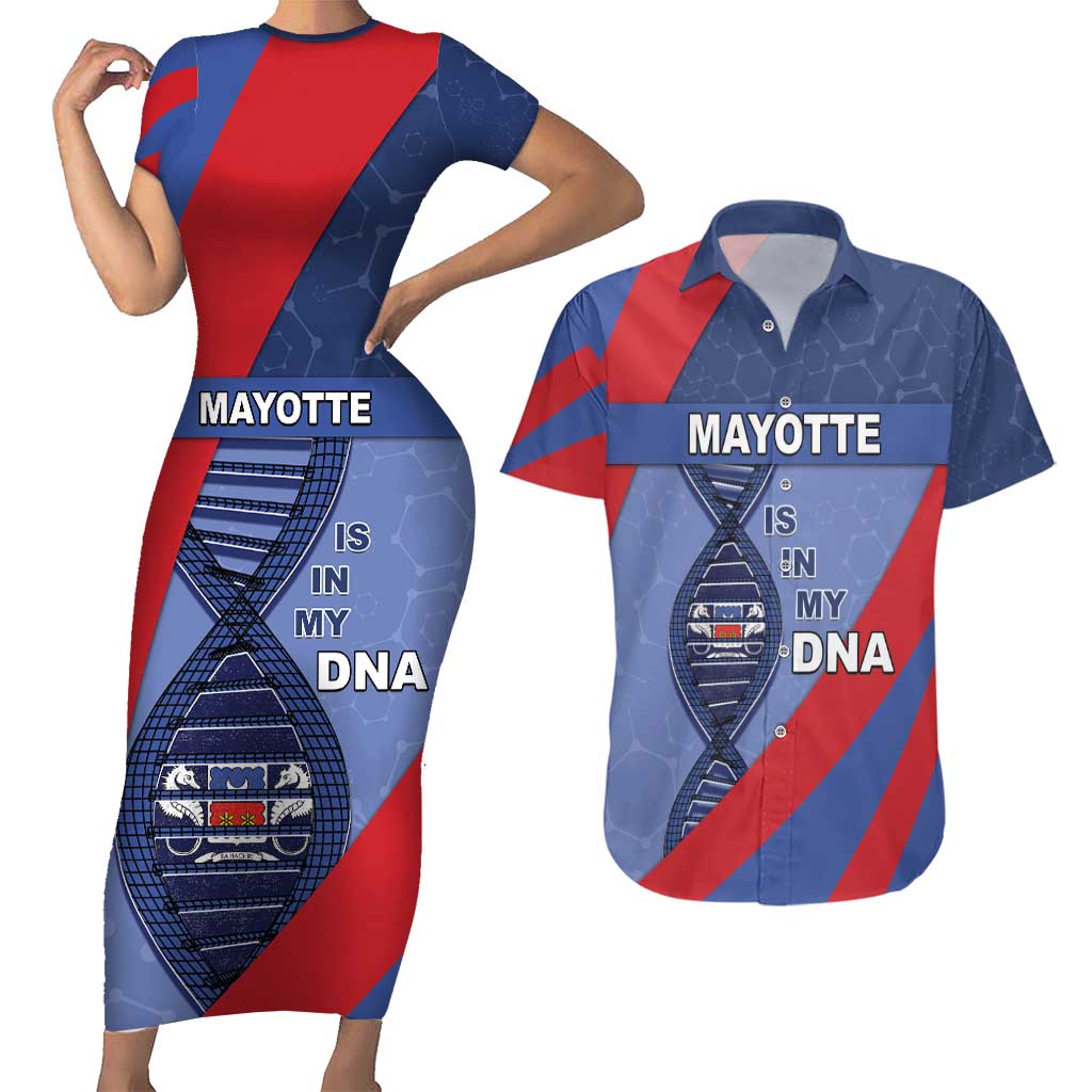Mayotte Is In My DNA Couples Matching Short Sleeve Bodycon Dress and Hawaiian Shirt - Wonder Print Shop