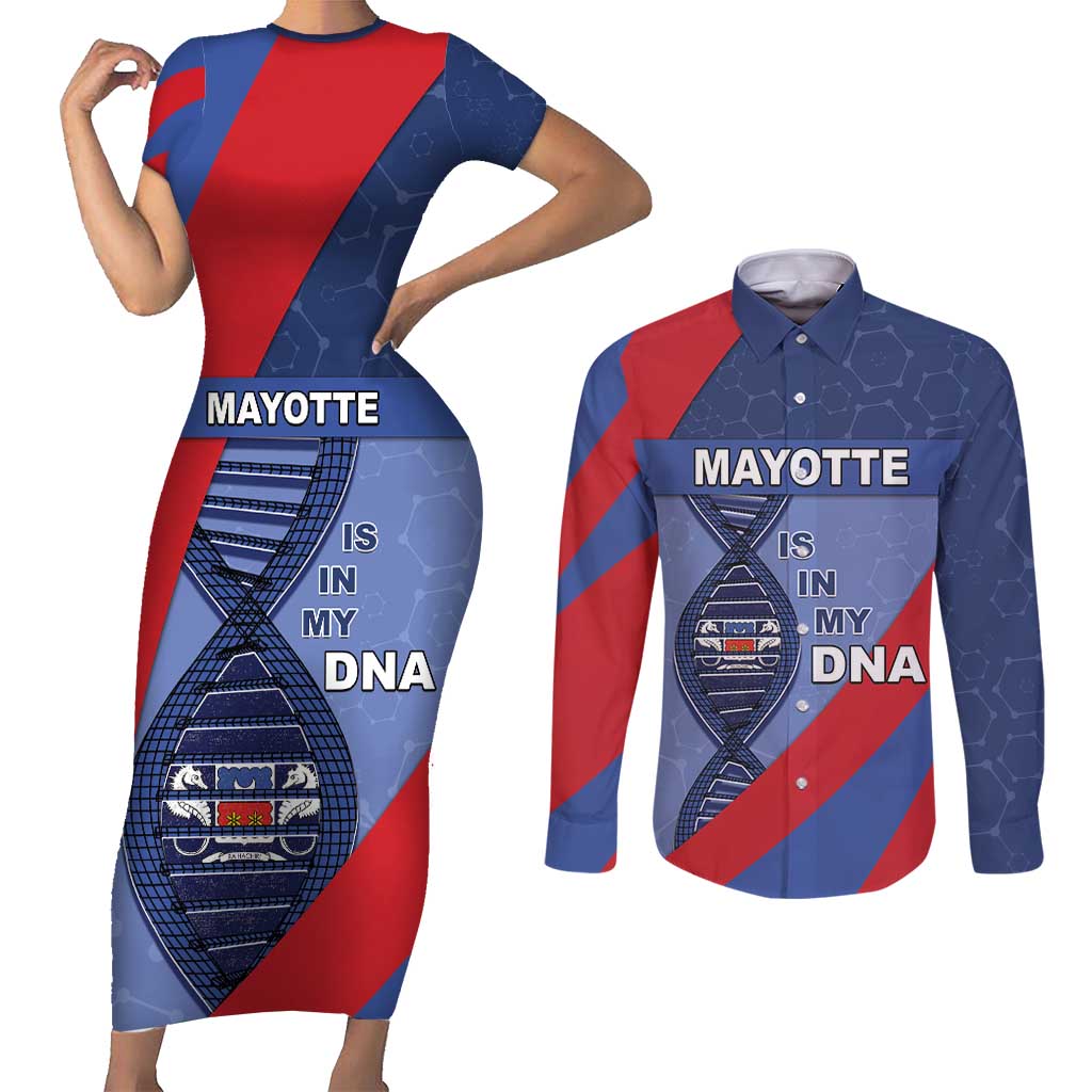 Mayotte Is In My DNA Couples Matching Short Sleeve Bodycon Dress and Long Sleeve Button Shirt - Wonder Print Shop