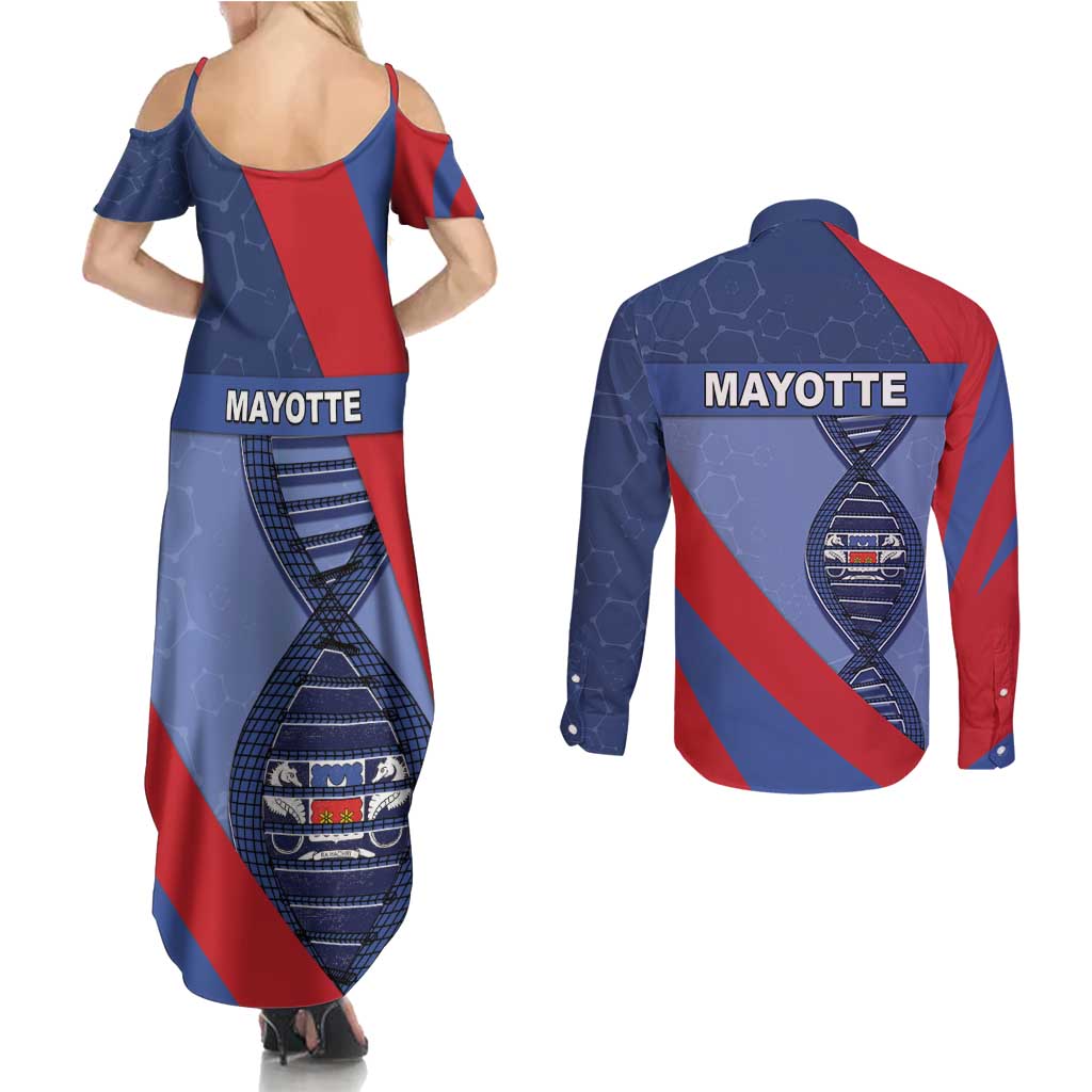 Mayotte Is In My DNA Couples Matching Summer Maxi Dress and Long Sleeve Button Shirt - Wonder Print Shop