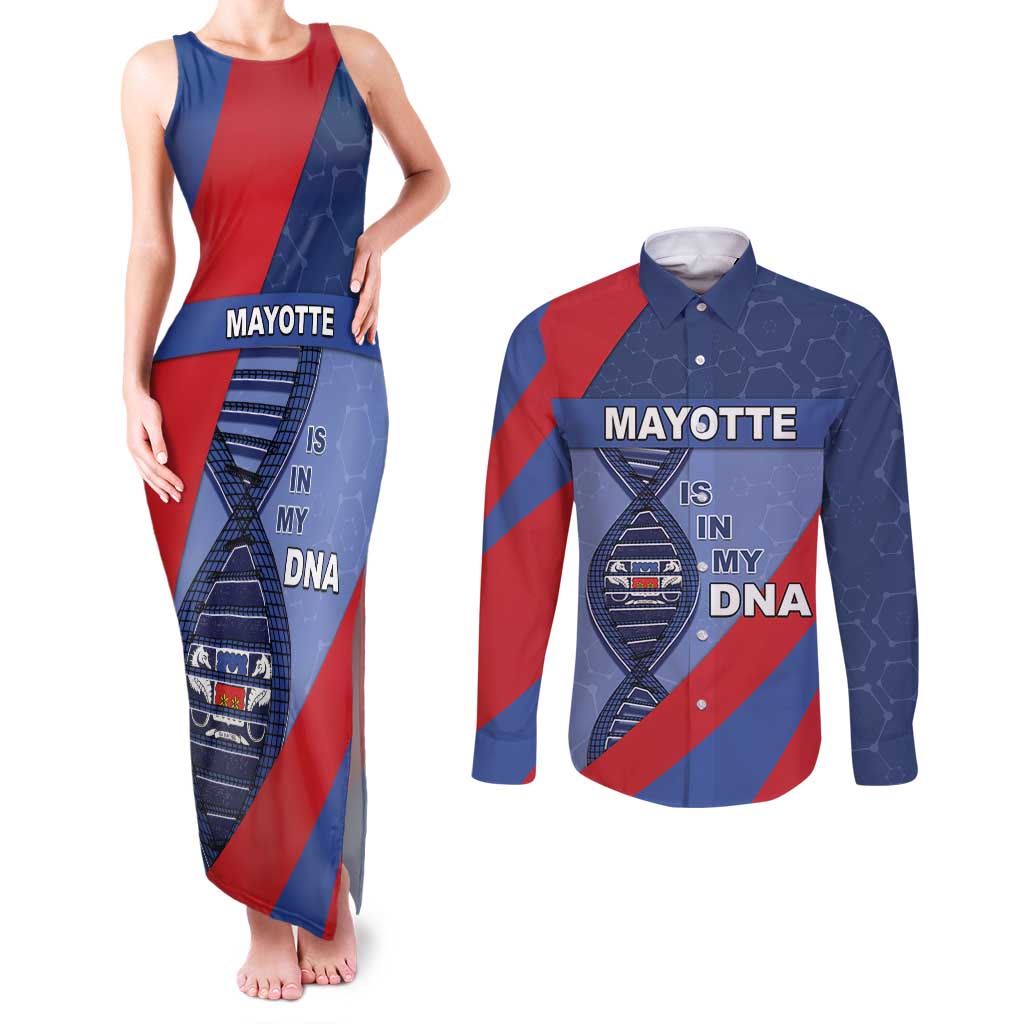 Mayotte Is In My DNA Couples Matching Tank Maxi Dress and Long Sleeve Button Shirt - Wonder Print Shop