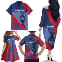 Mayotte Is In My DNA Family Matching Off The Shoulder Long Sleeve Dress and Hawaiian Shirt - Wonder Print Shop