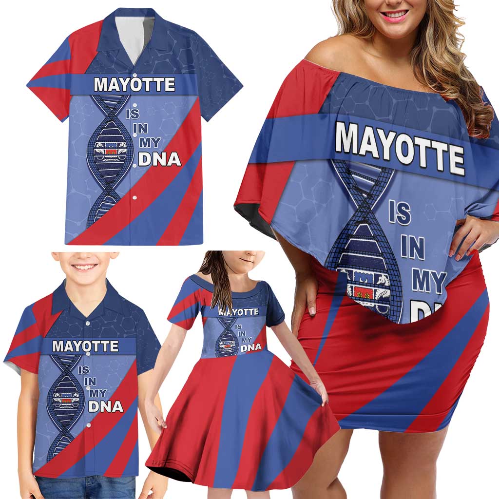 Mayotte Is In My DNA Family Matching Off Shoulder Short Dress and Hawaiian Shirt - Wonder Print Shop