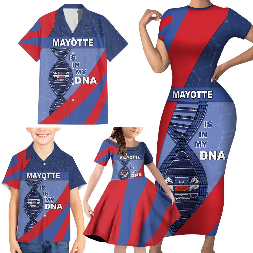 Mayotte Is In My DNA Family Matching Short Sleeve Bodycon Dress and Hawaiian Shirt - Wonder Print Shop