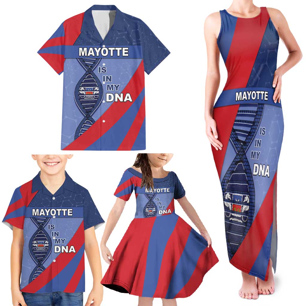 Mayotte Is In My DNA Family Matching Tank Maxi Dress and Hawaiian Shirt - Wonder Print Shop