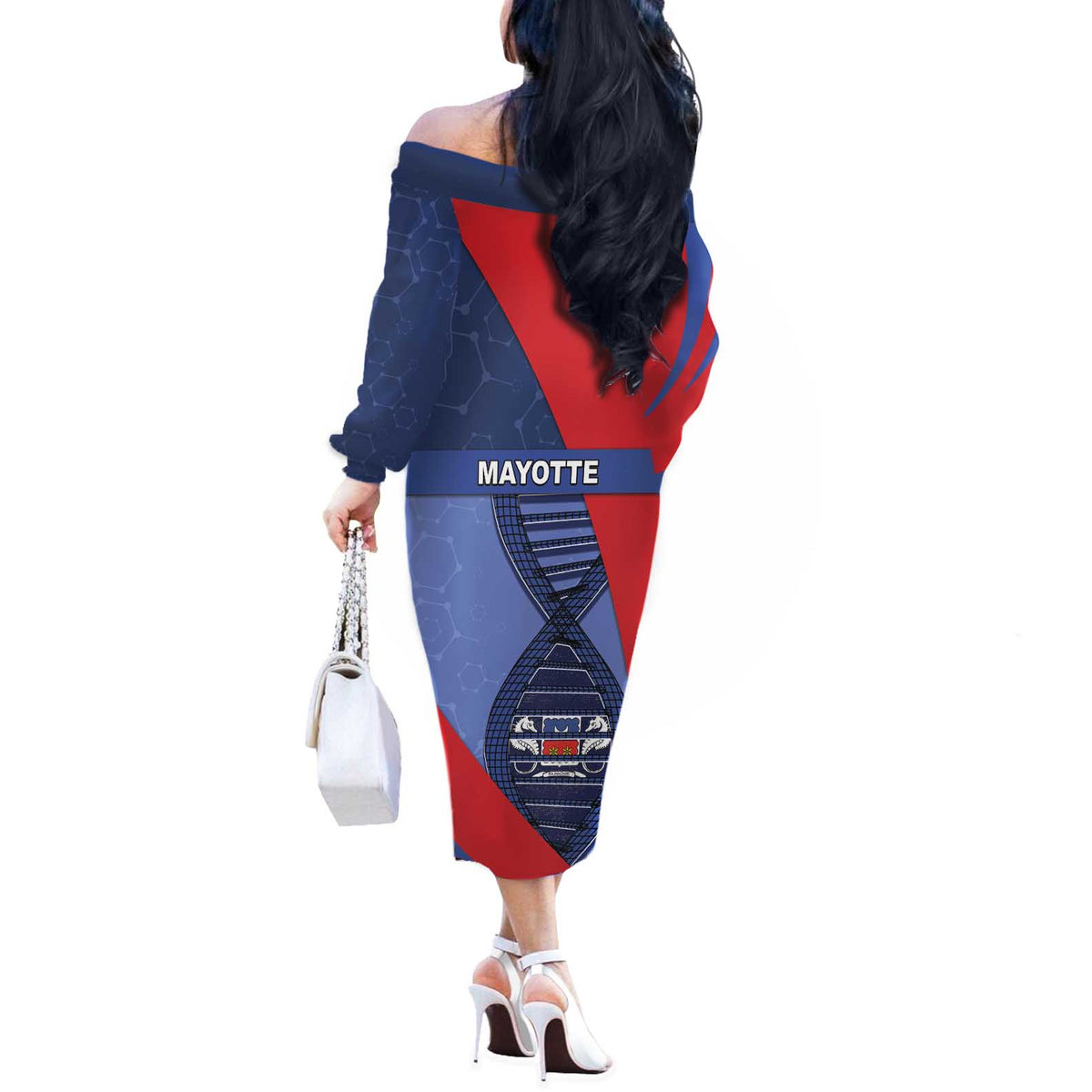 Mayotte Is In My DNA Off The Shoulder Long Sleeve Dress - Wonder Print Shop
