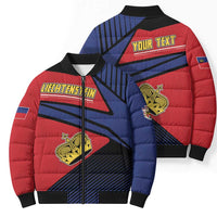 Personalized Liechtenstein Bomber Puffer Jacket Crown Symbol - Wonder Print Shop