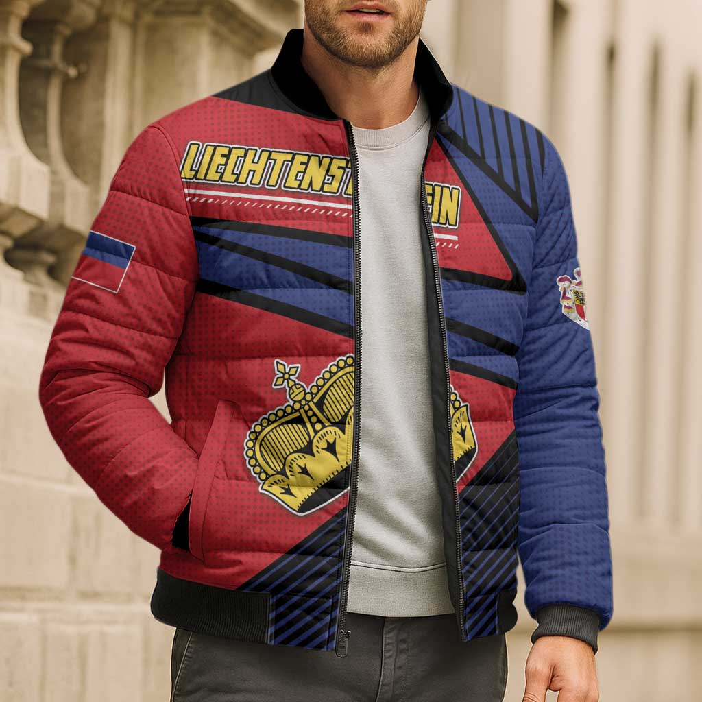 Personalized Liechtenstein Bomber Puffer Jacket Crown Symbol - Wonder Print Shop