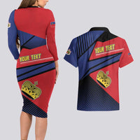Personalized Liechtenstein Couples Matching Long Sleeve Bodycon Dress and Hawaiian Shirt Crown Symbol - Wonder Print Shop