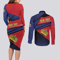Personalized Liechtenstein Couples Matching Long Sleeve Bodycon Dress and Long Sleeve Button Shirt Crown Symbol - Wonder Print Shop