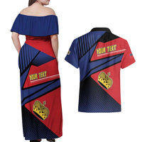 Personalized Liechtenstein Couples Matching Off Shoulder Maxi Dress and Hawaiian Shirt Crown Symbol - Wonder Print Shop