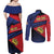 Personalized Liechtenstein Couples Matching Off Shoulder Maxi Dress and Long Sleeve Button Shirt Crown Symbol - Wonder Print Shop