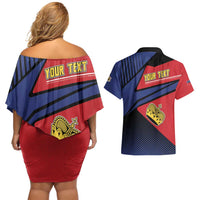 Personalized Liechtenstein Couples Matching Off Shoulder Short Dress and Hawaiian Shirt Crown Symbol - Wonder Print Shop