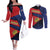 Personalized Liechtenstein Couples Matching Off The Shoulder Long Sleeve Dress and Long Sleeve Button Shirt Crown Symbol - Wonder Print Shop