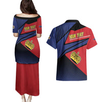 Personalized Liechtenstein Couples Matching Puletasi and Hawaiian Shirt Crown Symbol - Wonder Print Shop