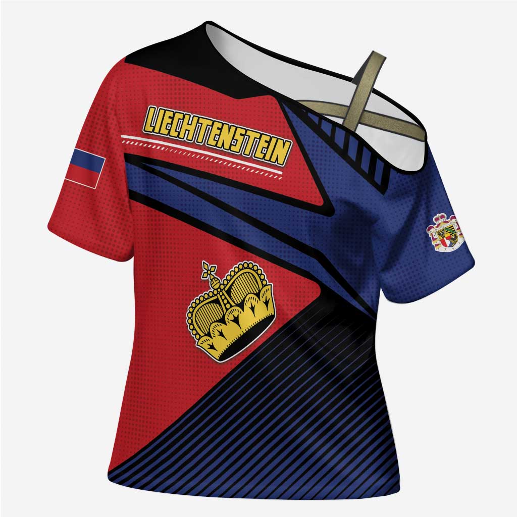 Personalized Liechtenstein Cross Shoulder Shirt Crown Symbol - Wonder Print Shop