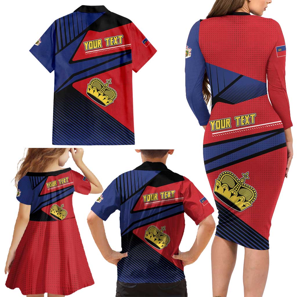 Personalized Liechtenstein Family Matching Long Sleeve Bodycon Dress and Hawaiian Shirt Crown Symbol - Wonder Print Shop