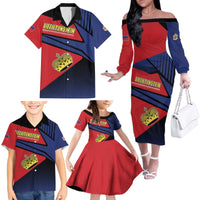 Personalized Liechtenstein Family Matching Off The Shoulder Long Sleeve Dress and Hawaiian Shirt Crown Symbol - Wonder Print Shop