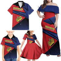 Personalized Liechtenstein Family Matching Off Shoulder Maxi Dress and Hawaiian Shirt Crown Symbol - Wonder Print Shop