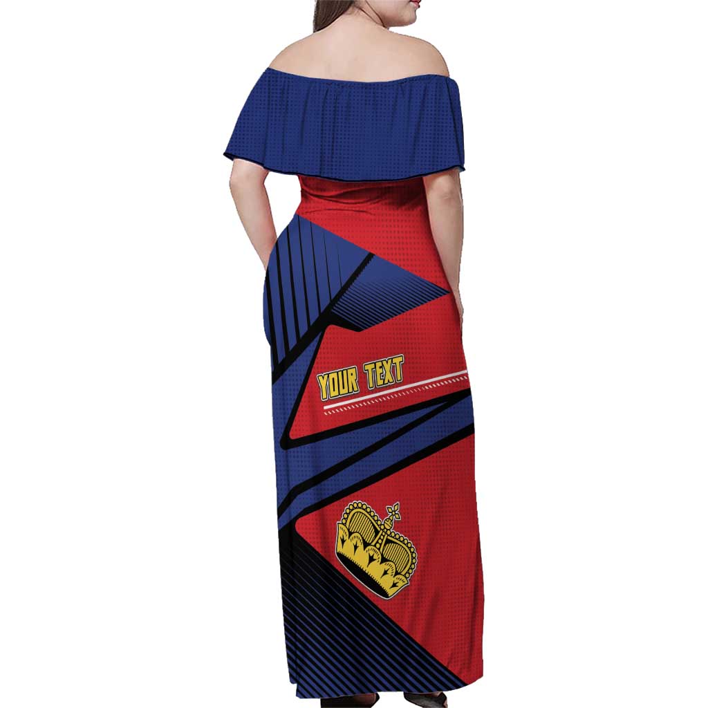 Personalized Liechtenstein Family Matching Off Shoulder Maxi Dress and Hawaiian Shirt Crown Symbol - Wonder Print Shop