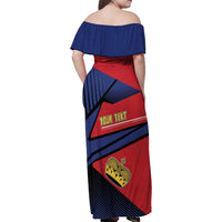 Personalized Liechtenstein Family Matching Off Shoulder Maxi Dress and Hawaiian Shirt Crown Symbol - Wonder Print Shop