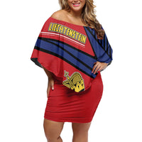 Personalized Liechtenstein Family Matching Off Shoulder Short Dress and Hawaiian Shirt Crown Symbol - Wonder Print Shop