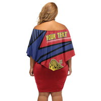 Personalized Liechtenstein Family Matching Off Shoulder Short Dress and Hawaiian Shirt Crown Symbol - Wonder Print Shop