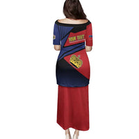 Personalized Liechtenstein Family Matching Puletasi and Hawaiian Shirt Crown Symbol - Wonder Print Shop