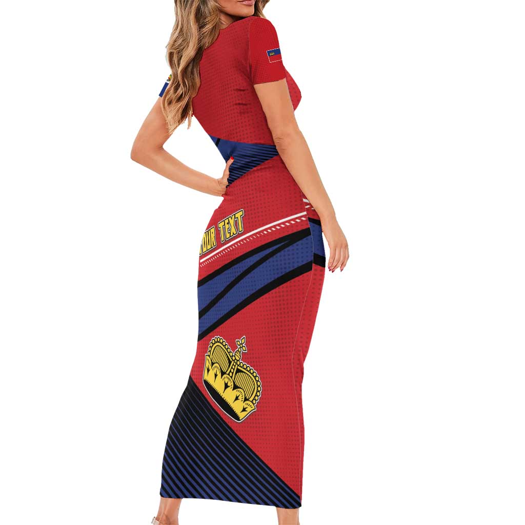 Personalized Liechtenstein Family Matching Short Sleeve Bodycon Dress and Hawaiian Shirt Crown Symbol - Wonder Print Shop