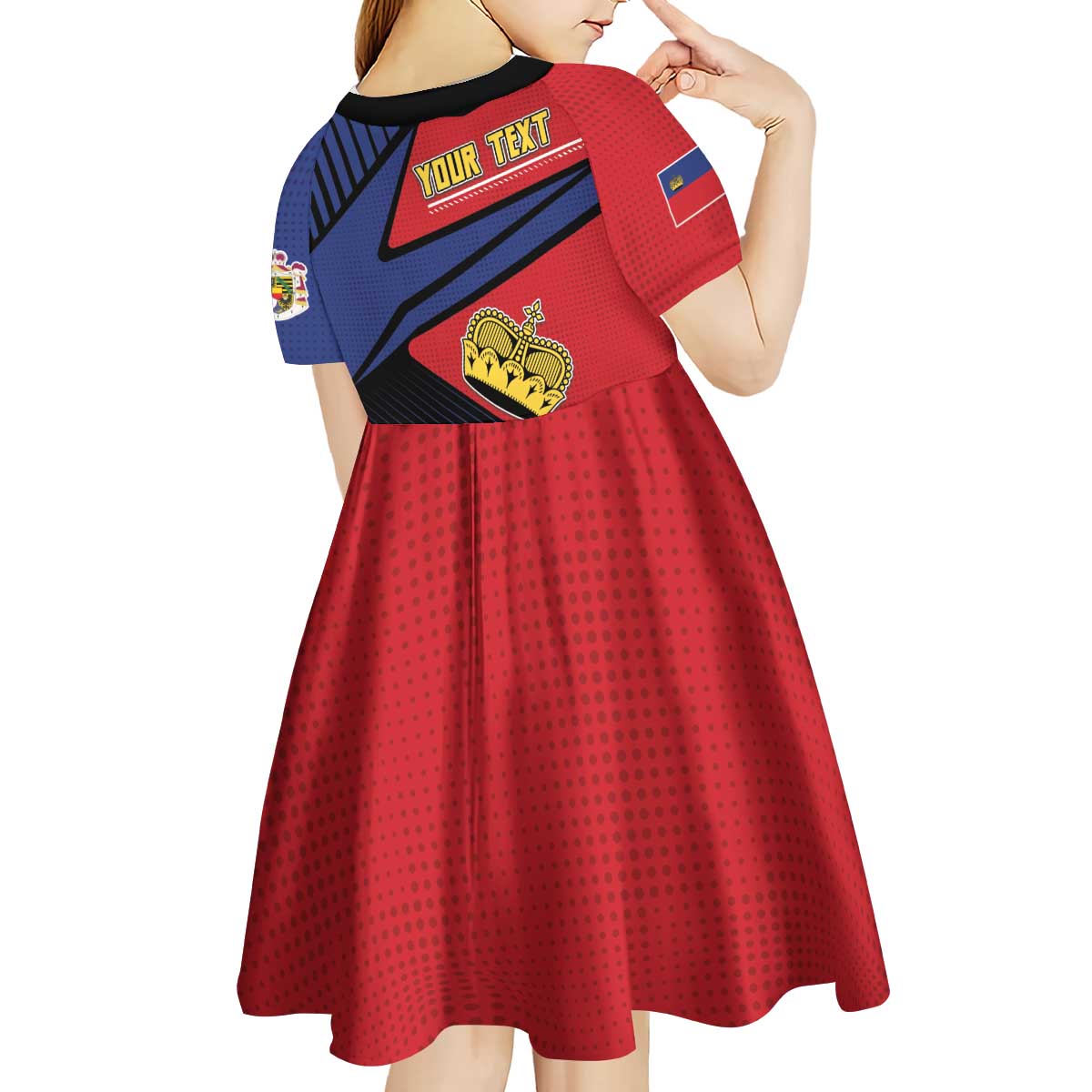 Personalized Liechtenstein Kid Short Sleeve Dress Crown Symbol - Wonder Print Shop