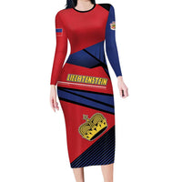 Personalized Liechtenstein Long Sleeve Bodycon Dress Crown Symbol - Wonder Print Shop