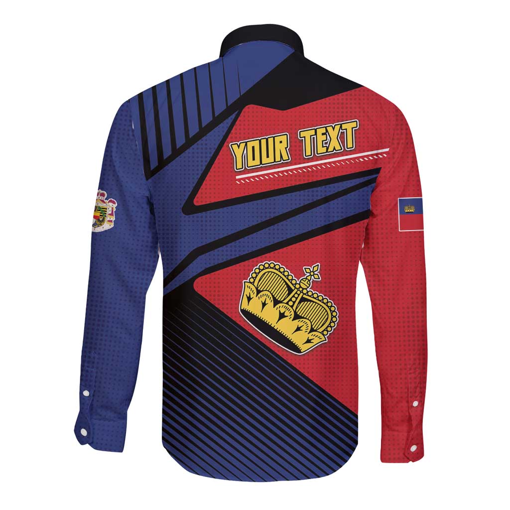 Personalized Liechtenstein Long Sleeve Button Shirt Crown Symbol - Wonder Print Shop